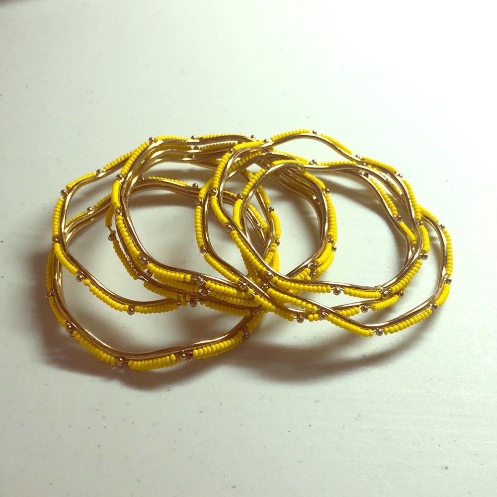 Vintage Layered Gold and Bead Bangles